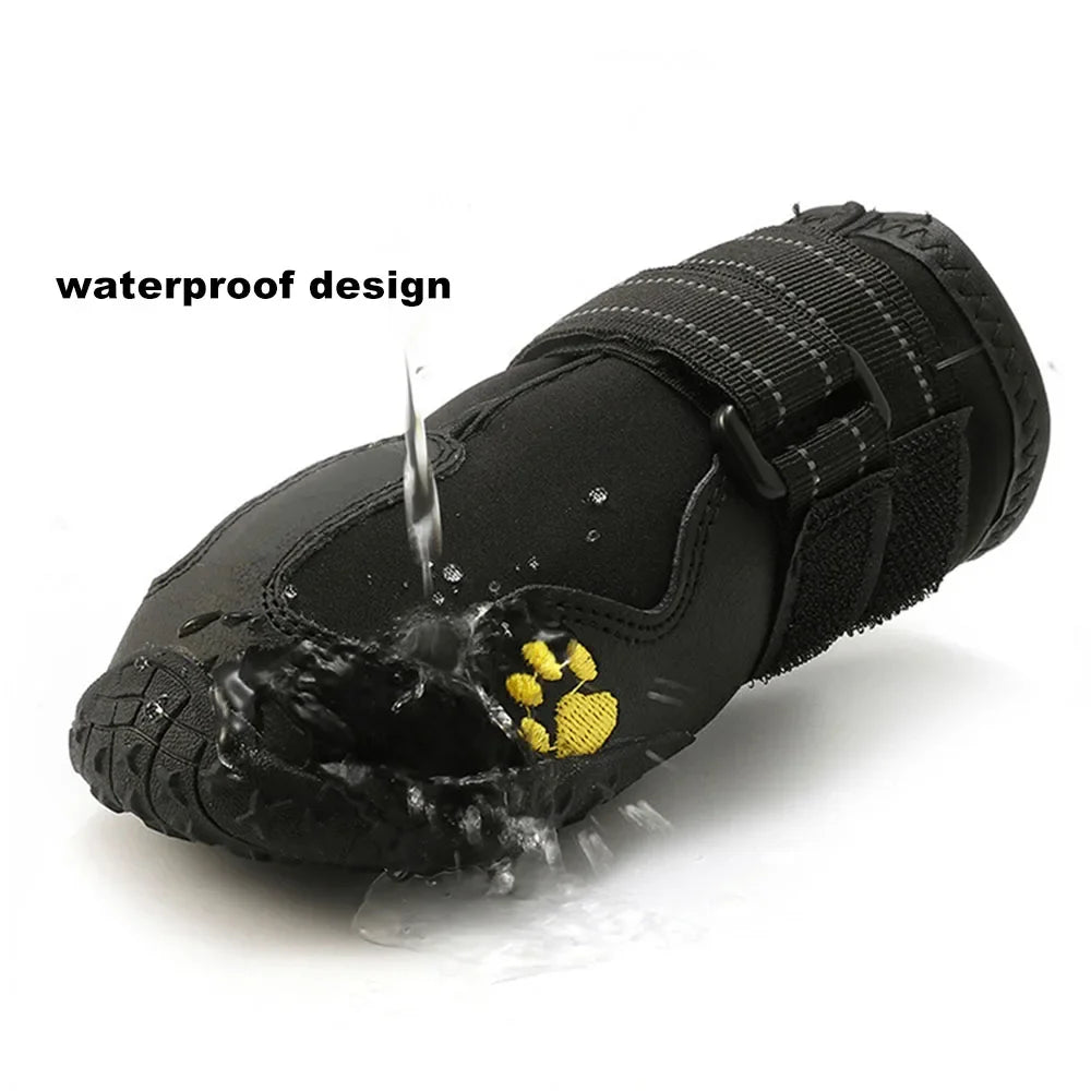 Waterproof Dog Shoes Anti-Slip Rubber Dog Booties for Summer Hot Pavement Winter Snow Dog Boots Paw Protector Reflective 4Pcs