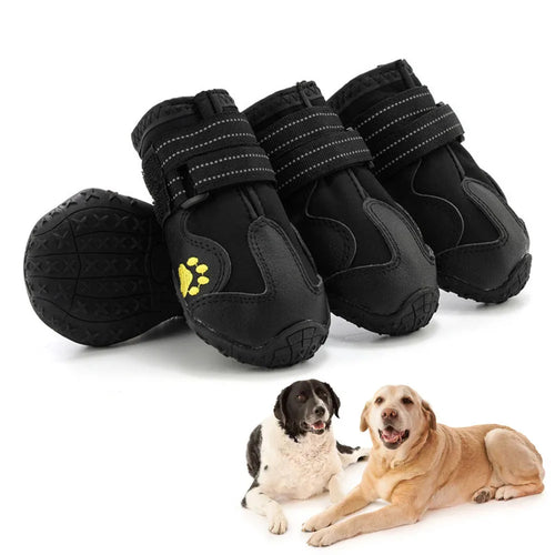 Waterproof Dog Shoes Anti-Slip Rubber Dog Booties for Summer Hot Pavement Winter Snow Dog Boots Paw Protector Reflective 4Pcs